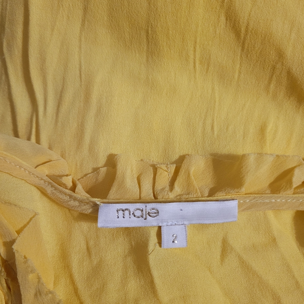 Maje Yellow Ruffle Mini Dress - Picture 6 of 7